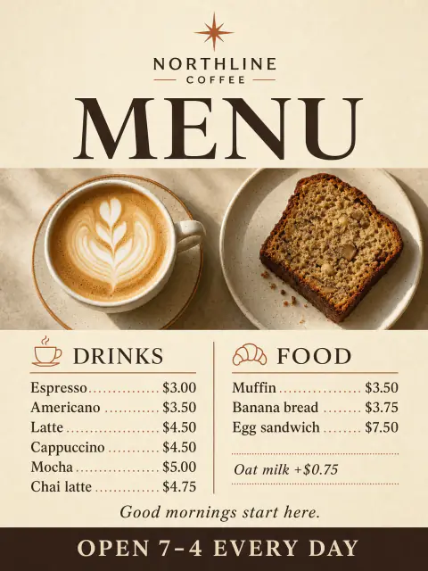 Designed menu